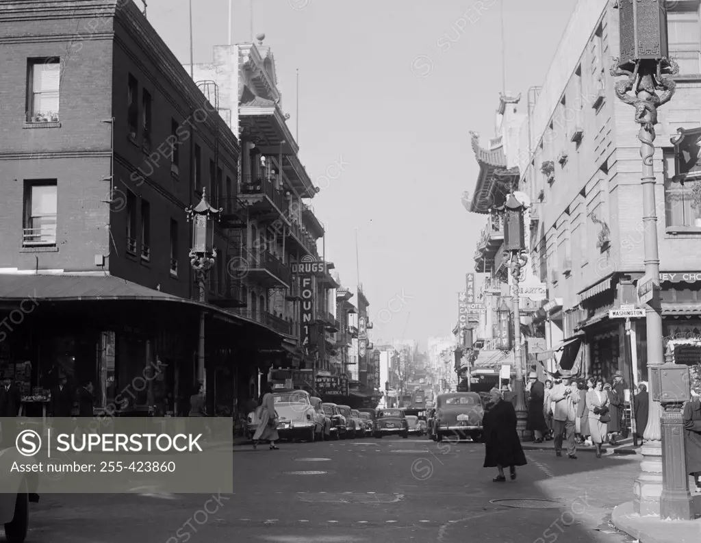 USA, California, San Francisco, Chinatown, Street scene from January 1951