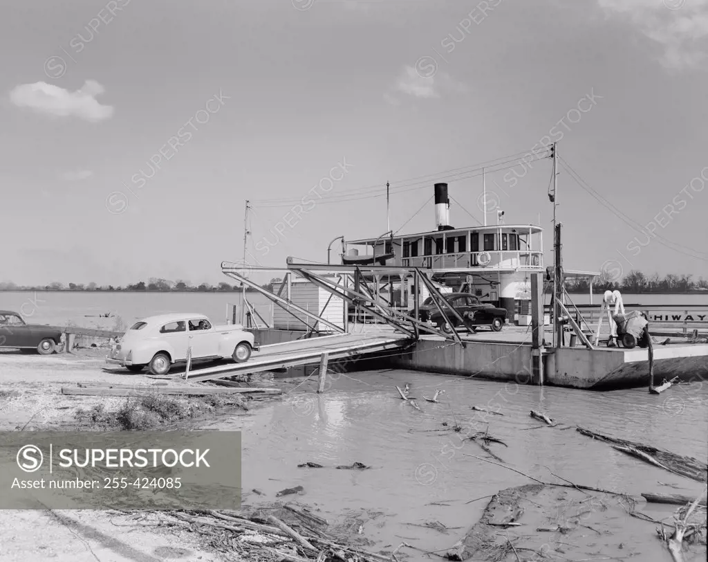 USA, Louisiana, Lutcher, car entering ferry