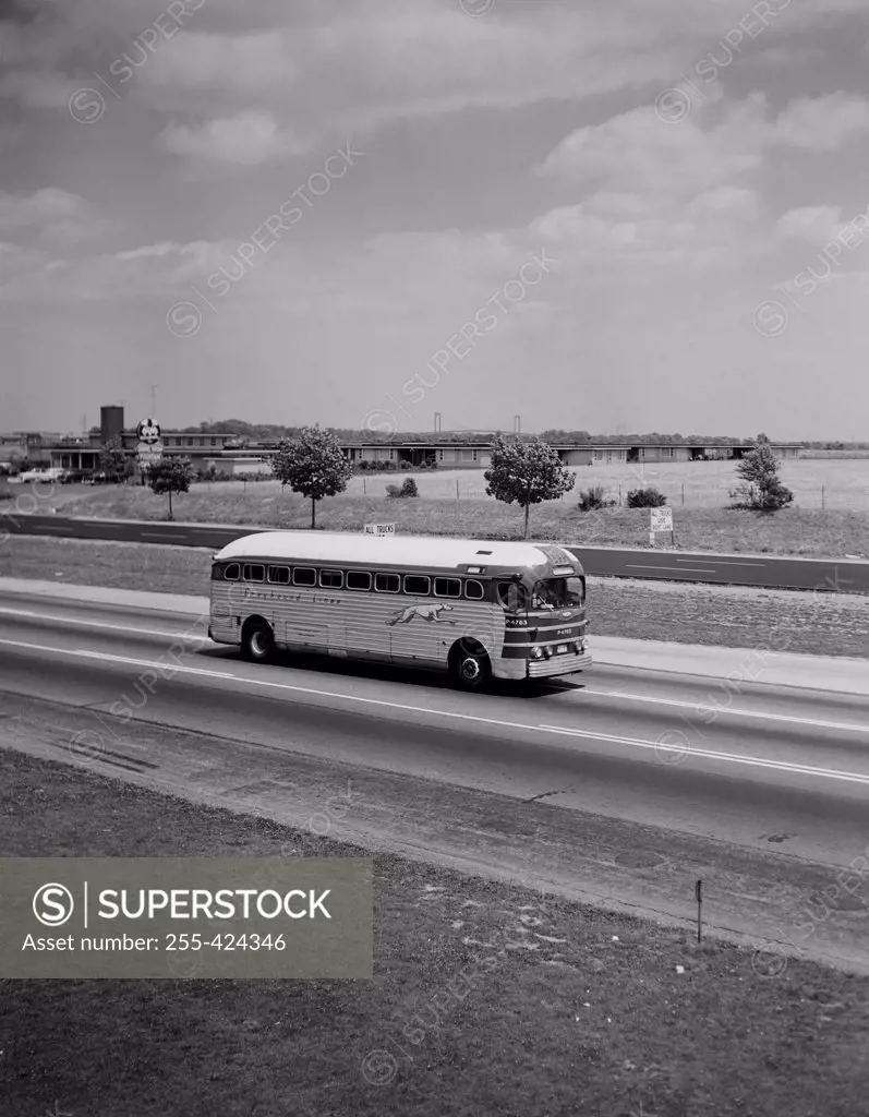 USA, Delaware, New Castle, Greyhound bus on US Route 13 Southbound