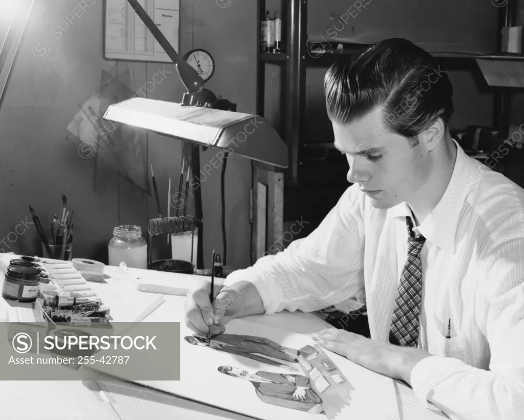 Young man drawing a picture