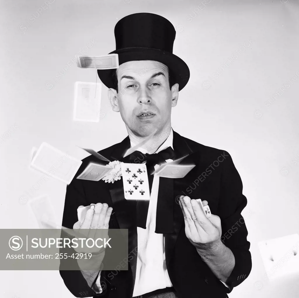 Magician performing card tricks
