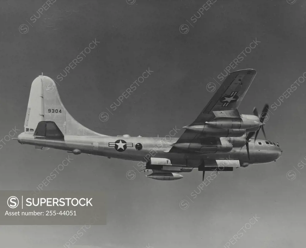 Vintage photograph. US Air Force Boeing B-50D in flight