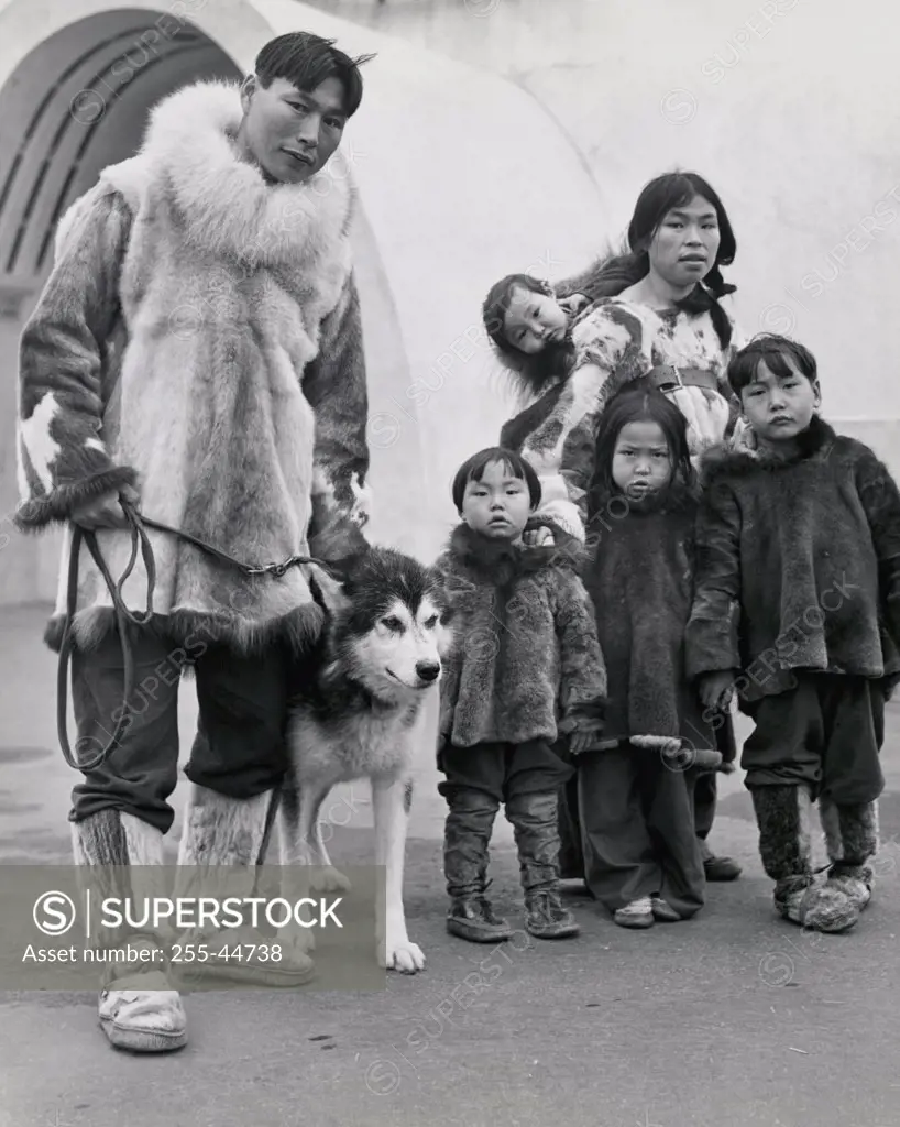 Family with a dog, Alaska, USA