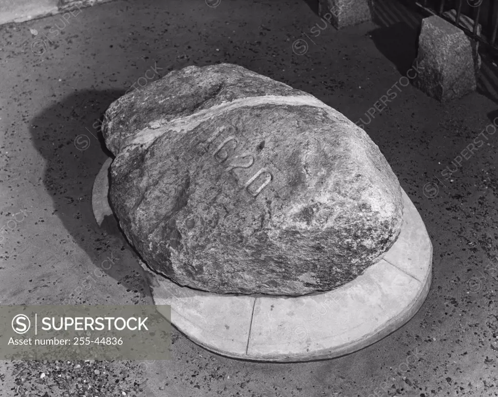 Close-up of a stone, Plymouth Rock, Plymouth, Massachusetts, USA