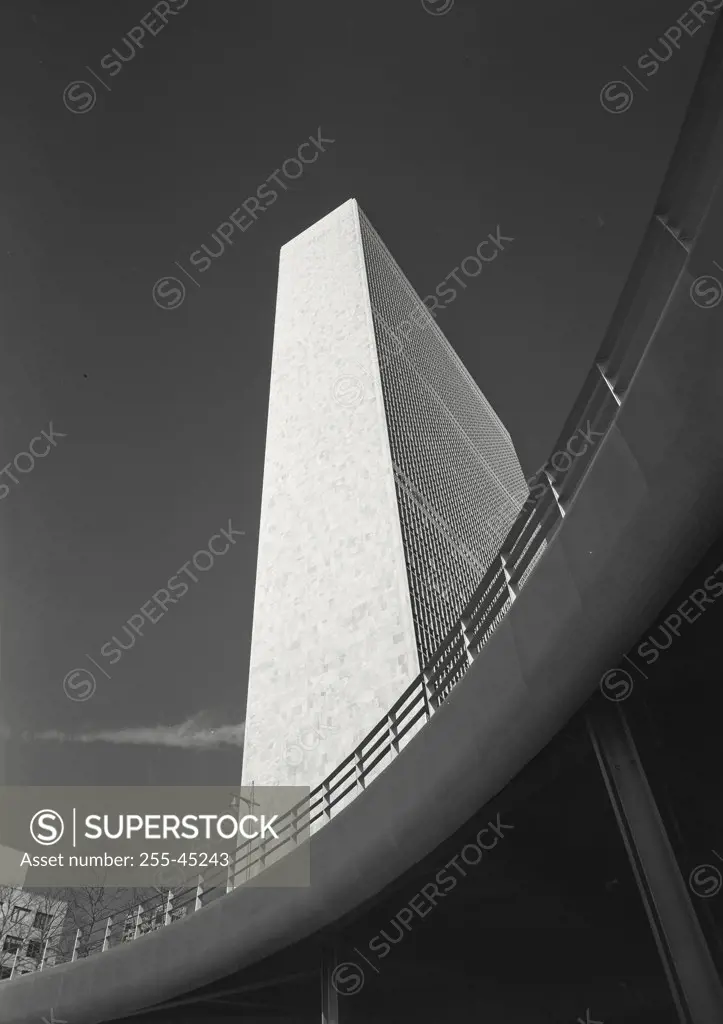 Vintage photograph. Low angle view of a building, United Nations Building, Manhattan, New York City, New York State, USA
