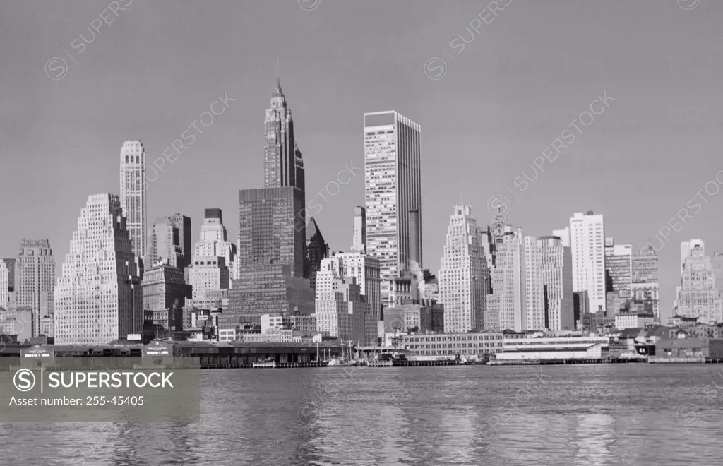 Skyscrapers on the waterfront, Manhattan, New York City, New York, USA