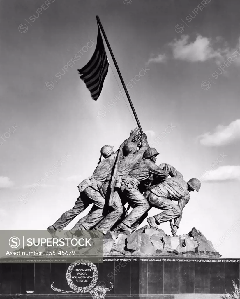 Statues at a war memorial, US Marine Corps War Memorial, Arlington National Cemetery, Arlington, Virginia, USA