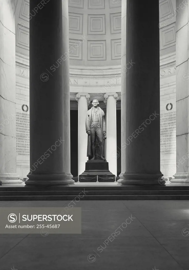 Vintage photograph. Statue of Thomas Jefferson in a memorial, Jefferson Memorial, Washington DC, USA