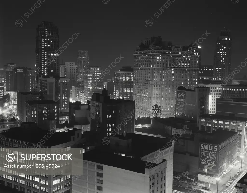 Vintage Photograph. Skyline of Detroit and financial district. Frame 2