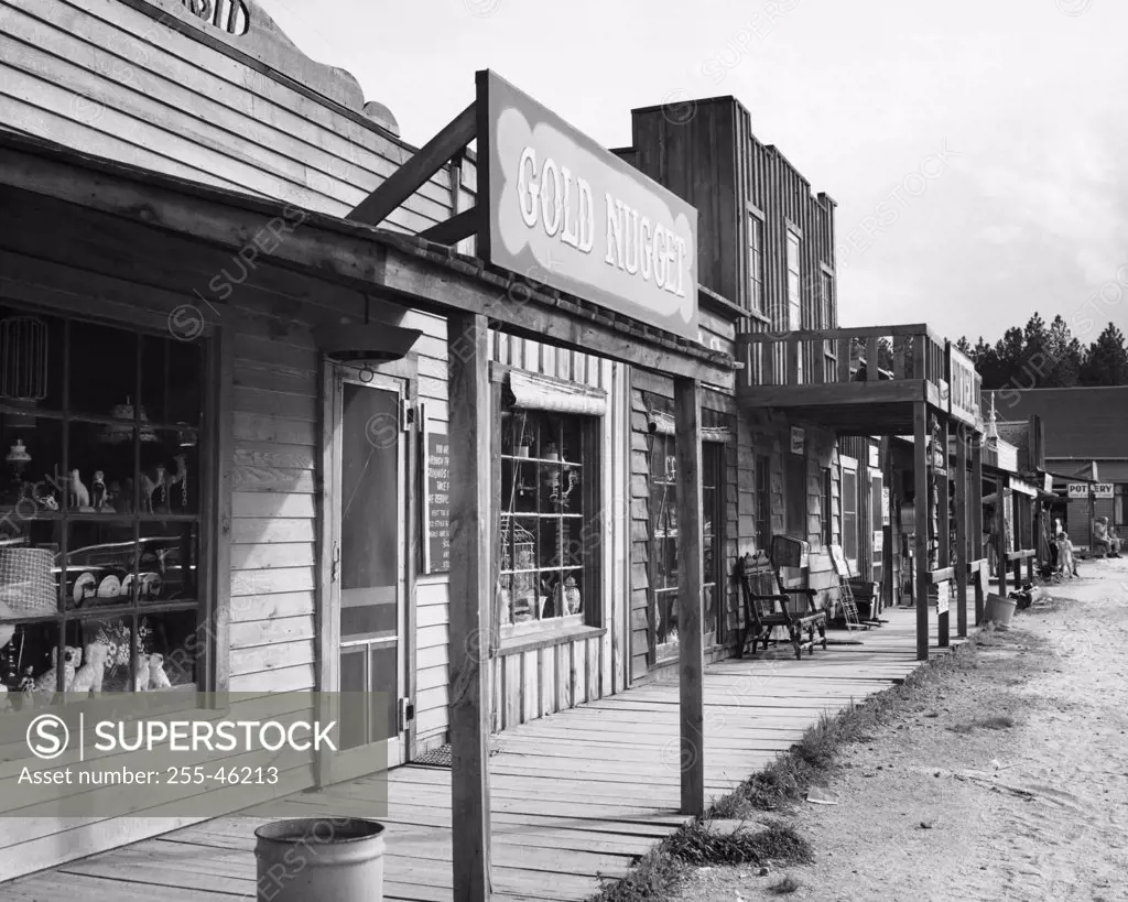 Stores along a street, Black Hills, South Dakota, USA