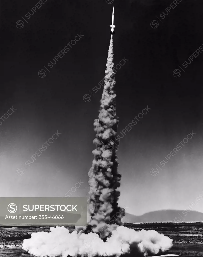 Low angle view of a rocket taking off