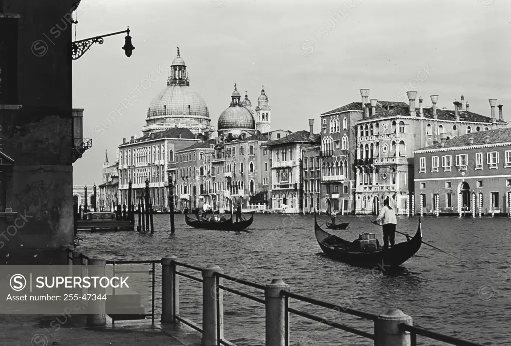 Vintage Photograph. Gondolas on the Grand Canal, Venice, Italy