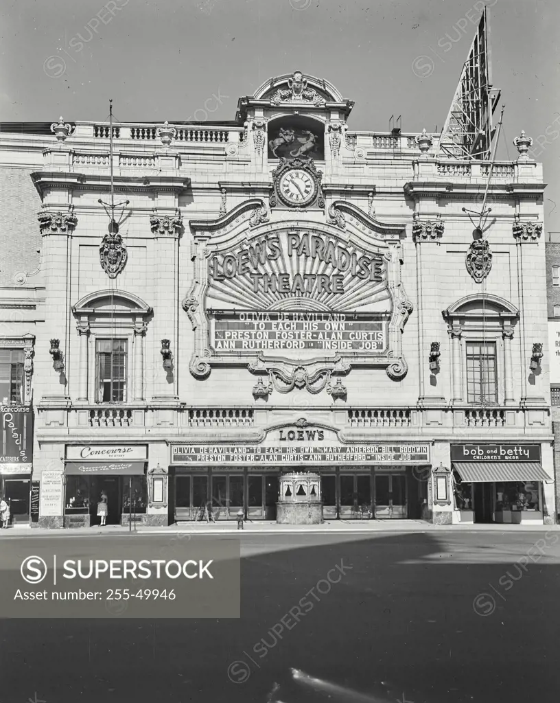 Vintage Photograph. Exterior of Loews Paradise Theatre, 187th Street Grand Concourse, New York City