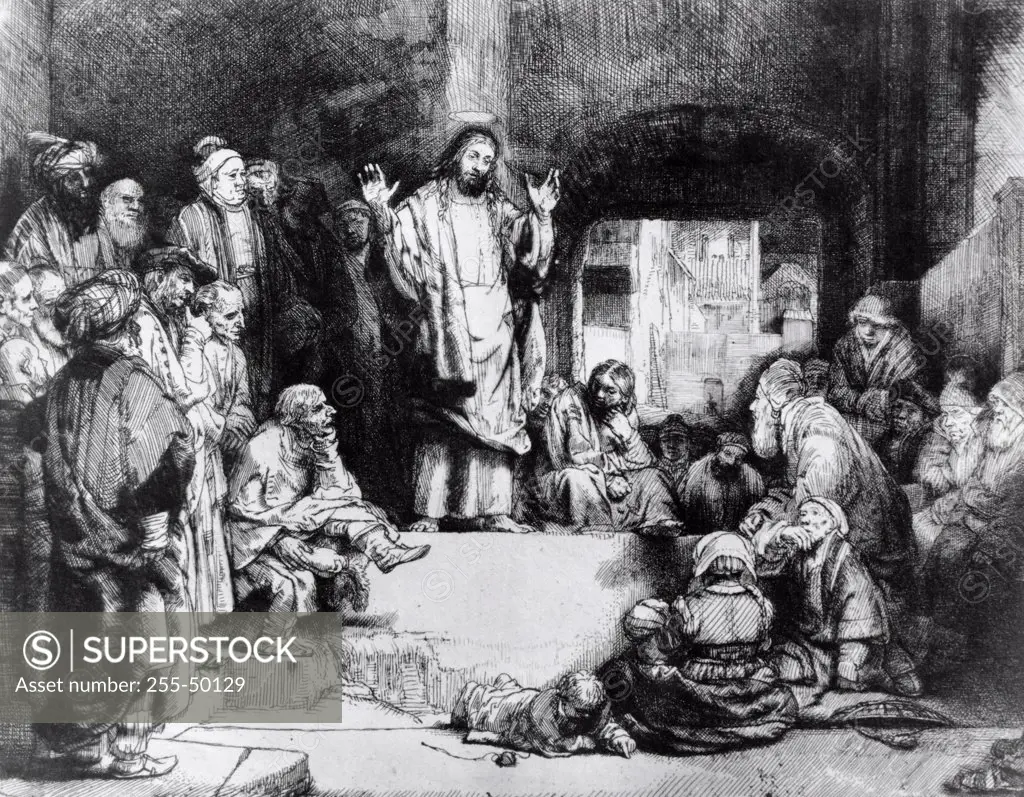 Christ Preaching  Rembrandt Harmensz van Rijn(1606-1669 Dutch) Etching