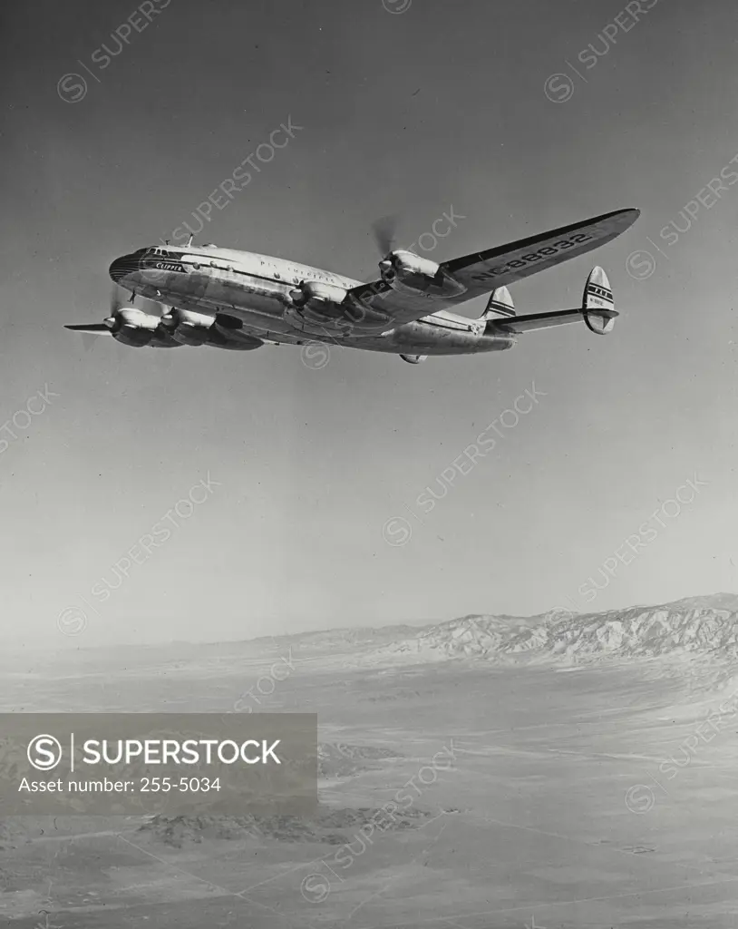 Vintage Photograph. Lockheed Constellation - Pan American Airways Clipper circling the globe in the first round the world passenger flight, carrying a distinguished complement of American government officials and publishers on a trek of 22,170 miles in 336 hours, 93 of which will be spent in the air