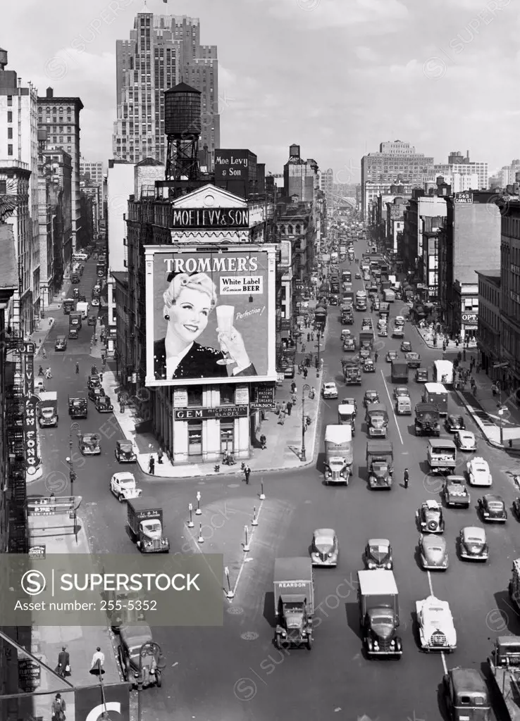 High angle view of traffic in a street, Canal Street, Manhattan, New York City, New York, USA