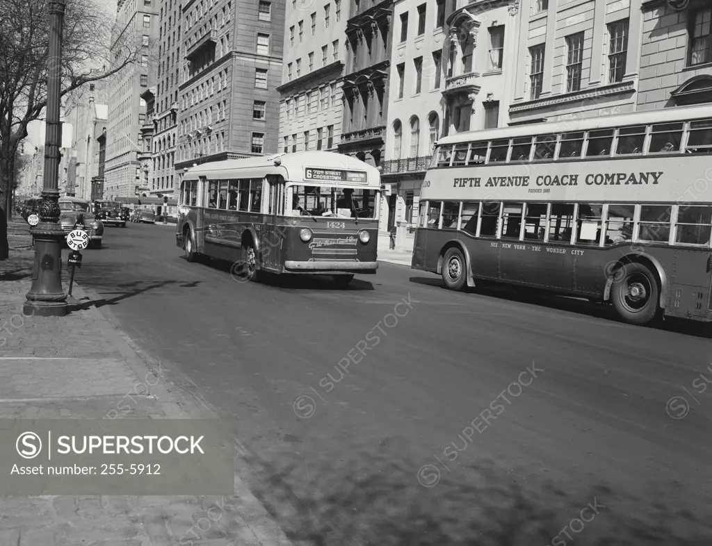 Vintage Photograph. Bus on a street, New York City, New York, USA