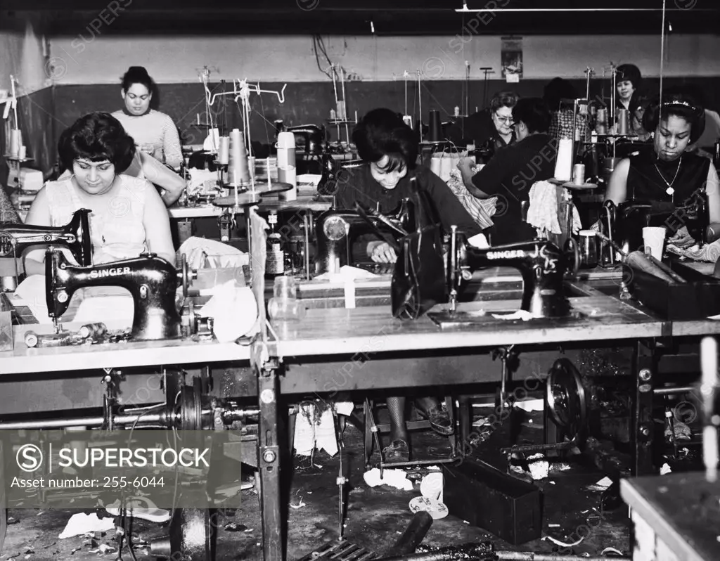 Group of female workers in a textile factory