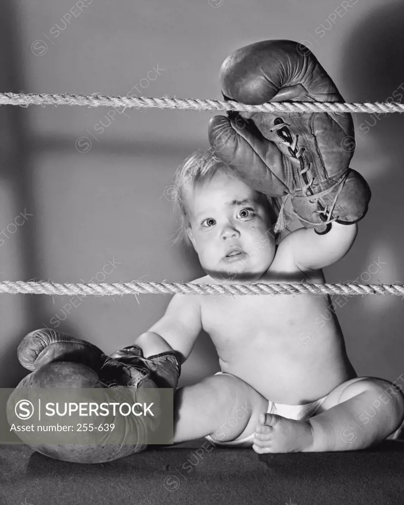 Baby in a boxing ring