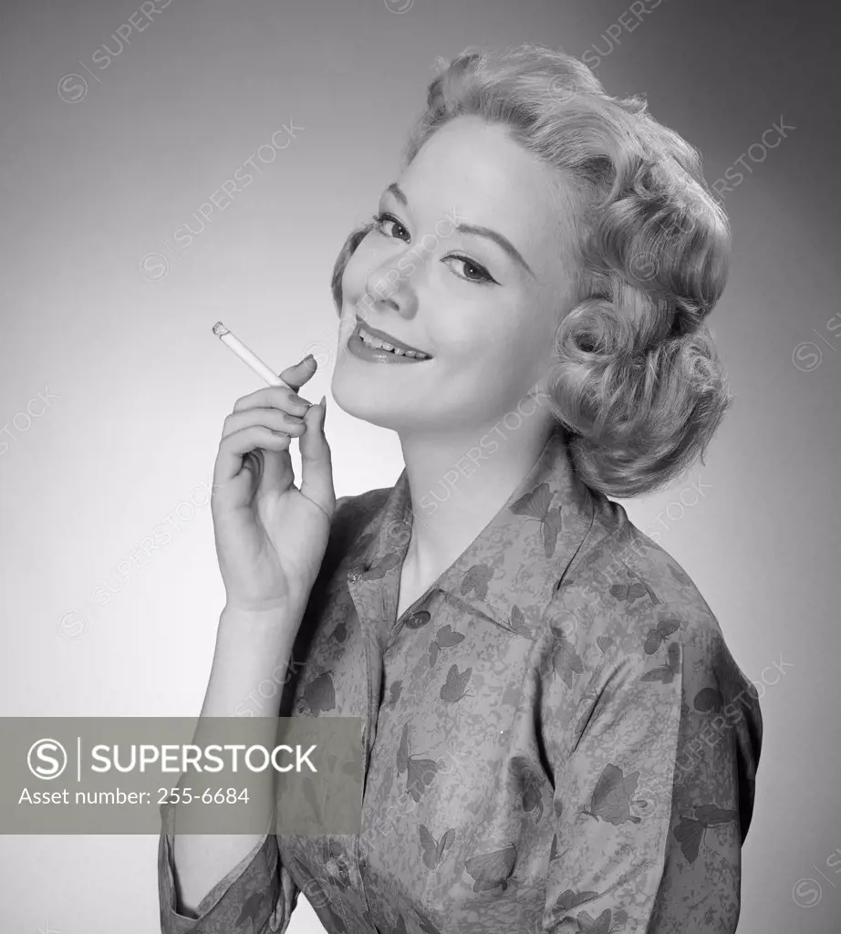 Portrait of woman smoking