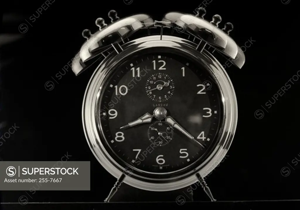 Close up of vintage alarm clock