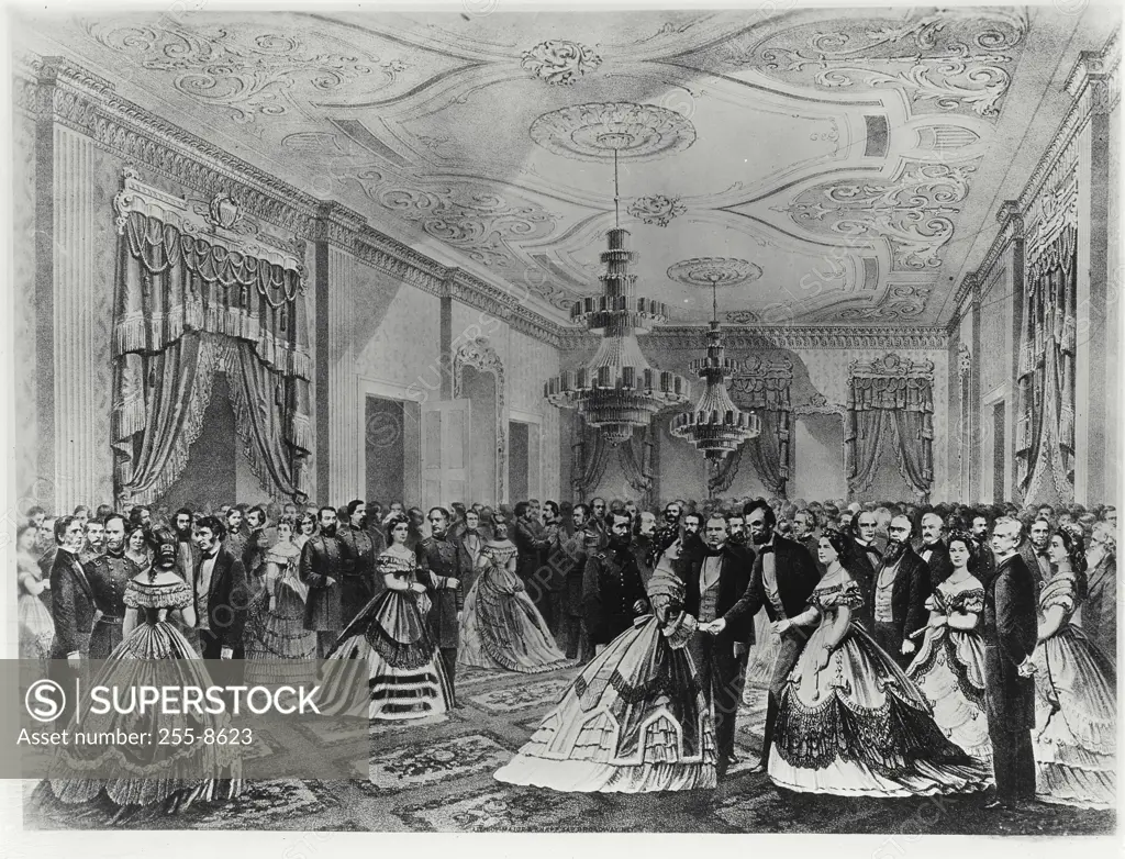 Vintage Photograph. Grand Reception of the Notabilities of the Nation at the White House by Major and Knapp, 1865