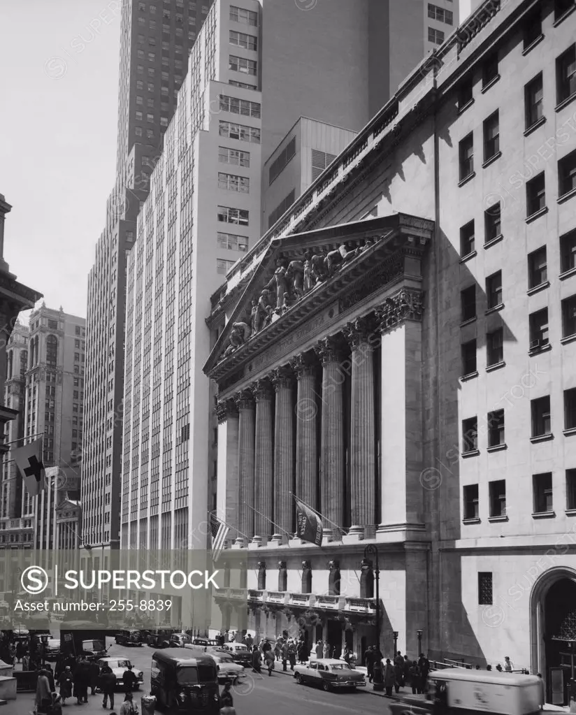 Facade of a stock exchange, New York Stock Exchange, Wall Street, Manhattan, New York City, New York, USA