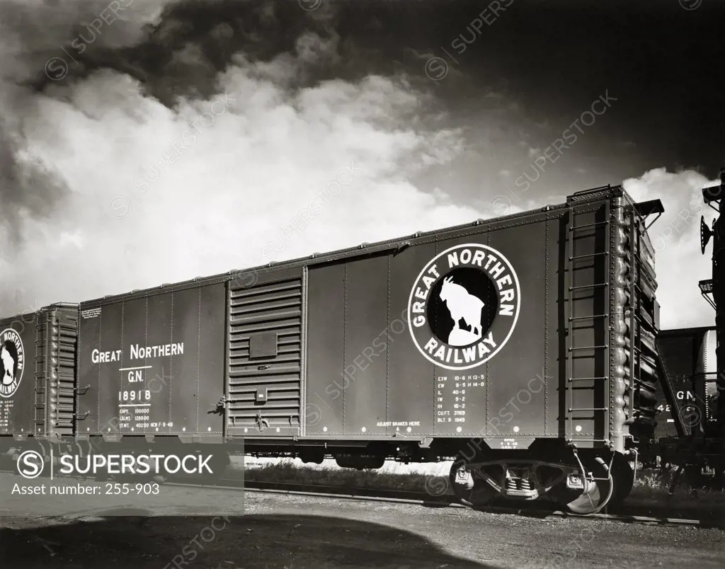 USA, Great Northern Railway Freight train on railway track