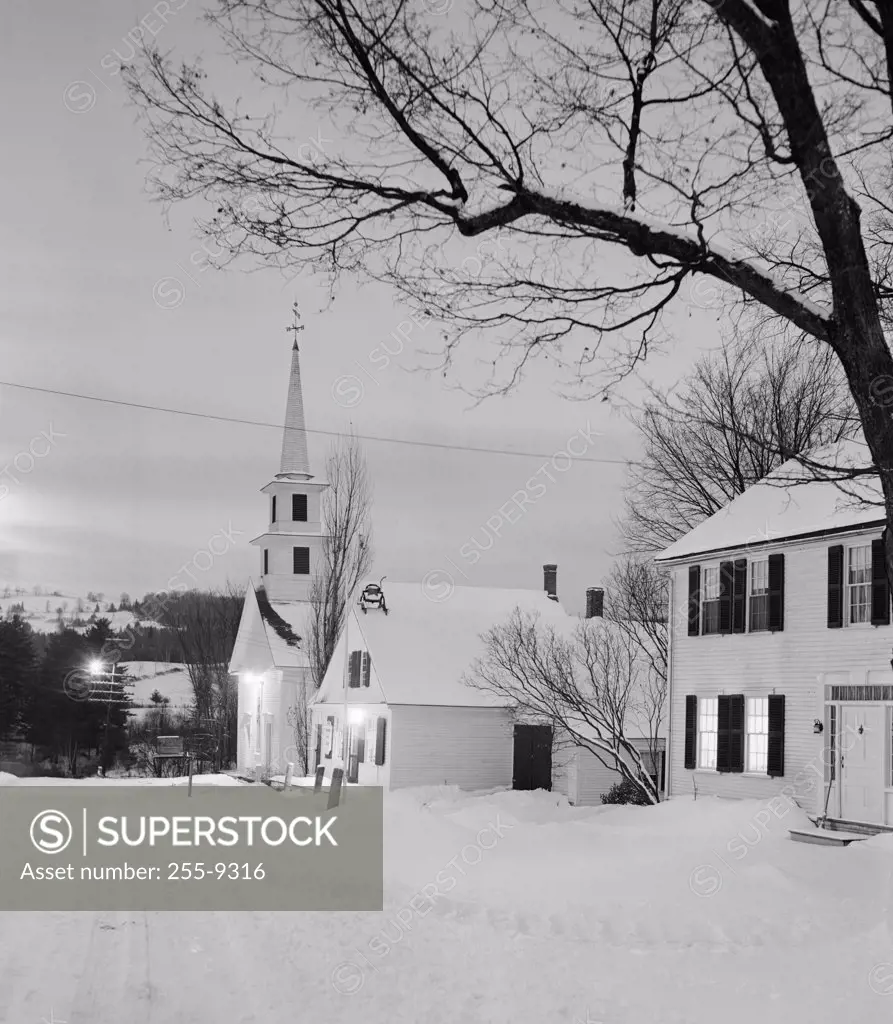 Church in a town, Waterford, Vermont, USA