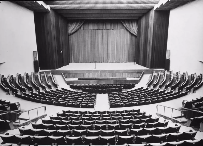 Interiors of an empty stage theater, Teatro Mediterraneo, Naples, Italy