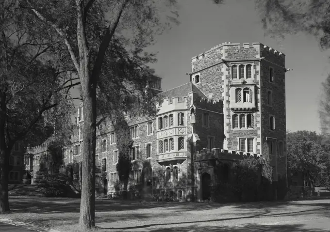 Vintage photograph. Facade of Patton Hall, Princeton University, Princeton, New Jersey, USA