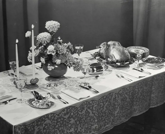 Vintage photograph. Table setting