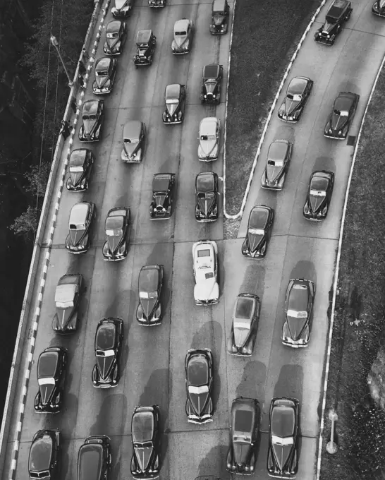 High angle view of cars moving on a highway, West Side Highway, New York City, New York, USA