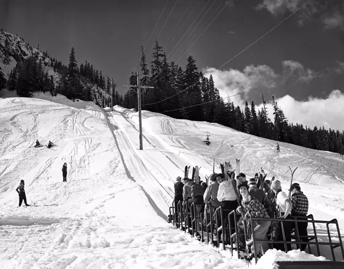 Group of people in a ski lift