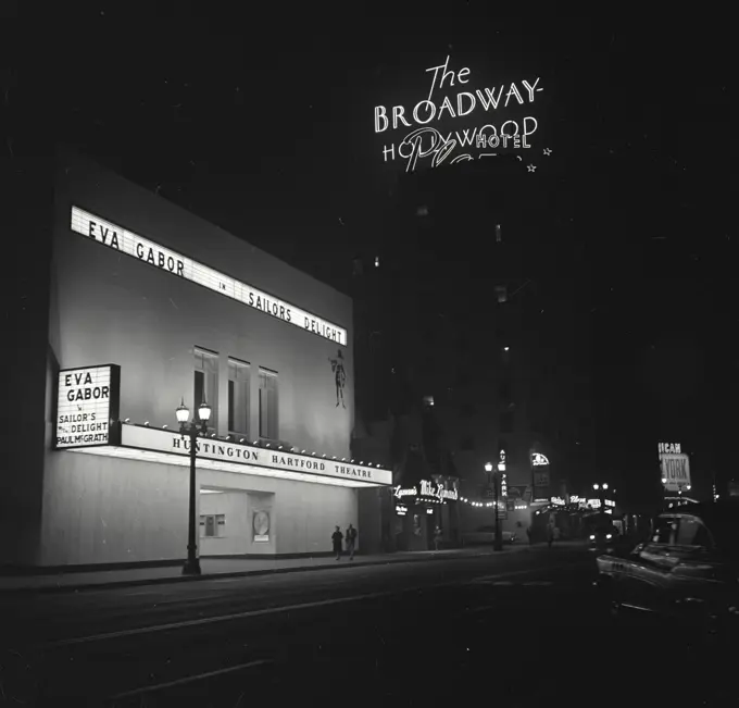 Vintage Photograph. View of Sunset Boulevard showing Hollywood athletic club