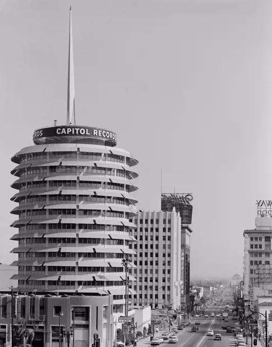 USA, California, Hollywood, Vine Street, Capitol Record Building