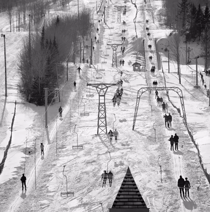 Canada, Quebec, Quebec City, Ski lift at ski resort