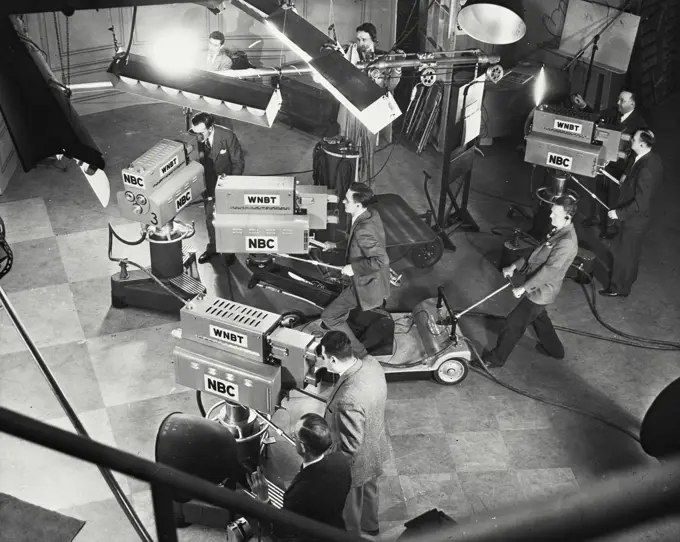 Vintage Photograph. NBC Studios producing a television broadcast.