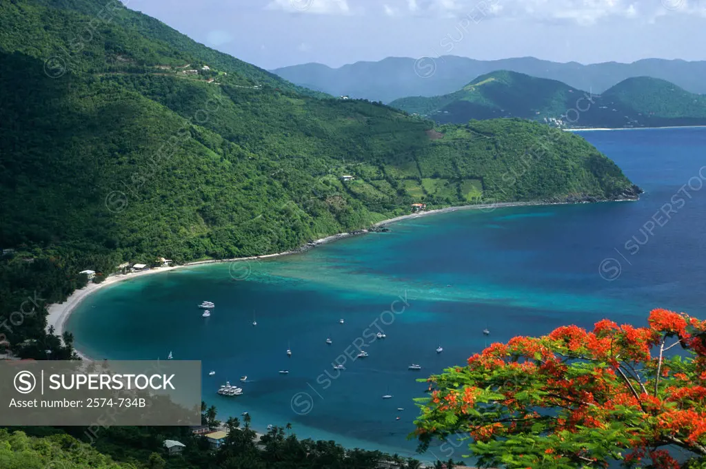 Panoramic view of Cane Garden Bay, Tortola, British Virgin Islands