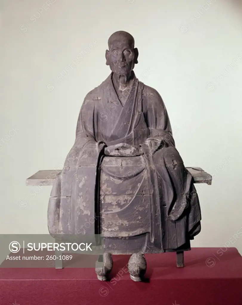 Portrait of Zen Master Hotto Kokushi (Known as Kakushin) ca. 1286 Asian Art Wood Cleveland Museum of Art, Ohio