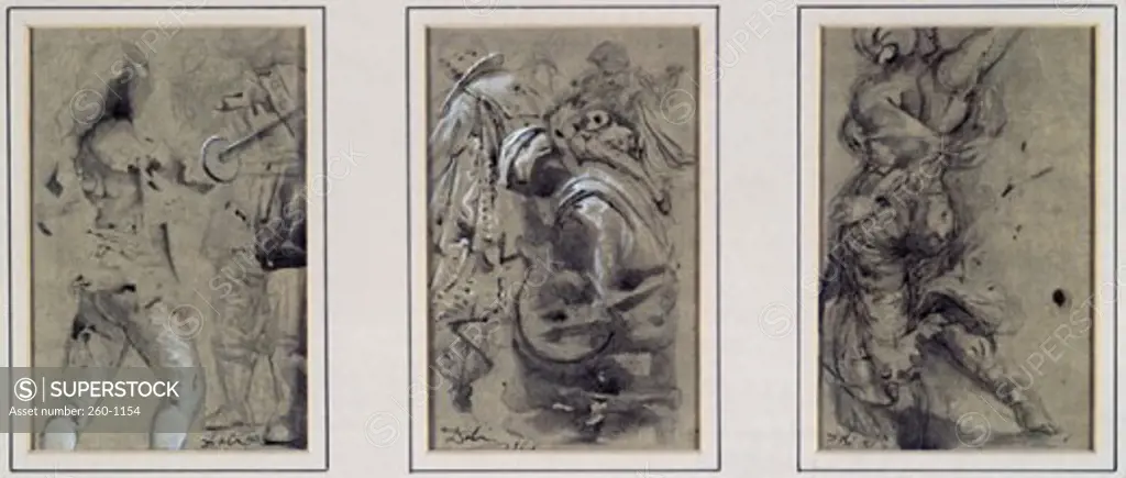 Lute Player by Salvador Dali, sketch, 1904-1989, USA, Florida, St. Petersburg, Salvador Dali Museum