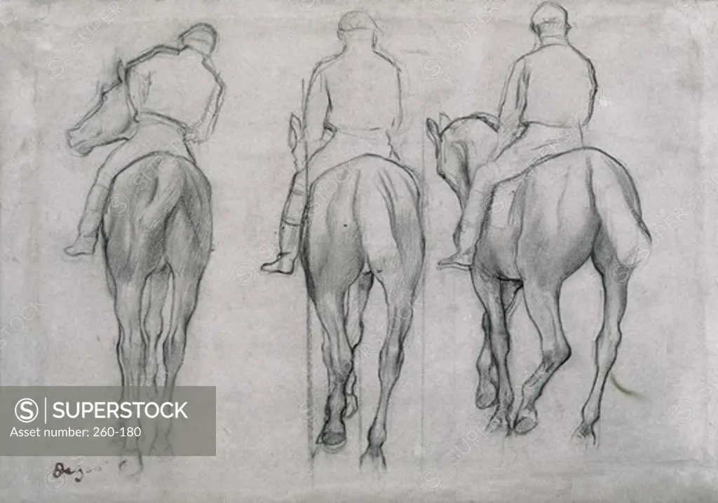 Jockeys Edgar Degas (1834-1917 French) Drawing 