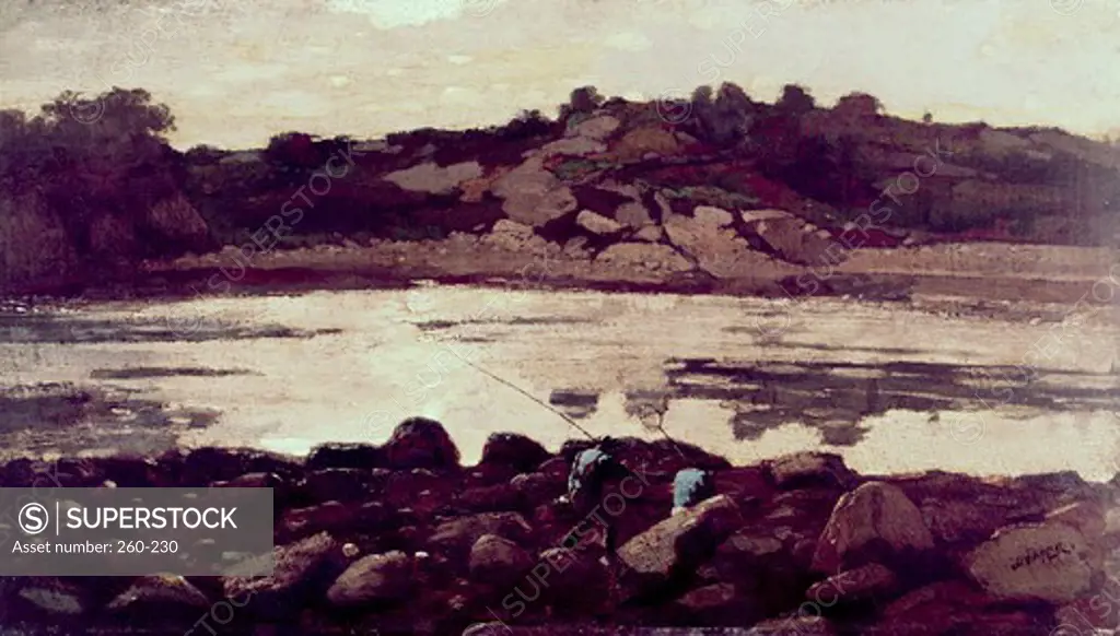 Title Unknown (Fisherman on Rocks) Winslow Homer (1836-1910 American)