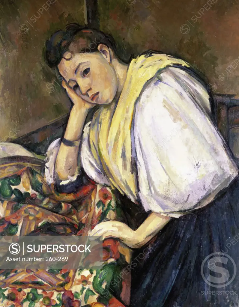 Italian Girl Leaning on a Table 1896 Paul Cezanne (1839-1906 French) Oil on Canvas Bakwin Collection, New York, USA