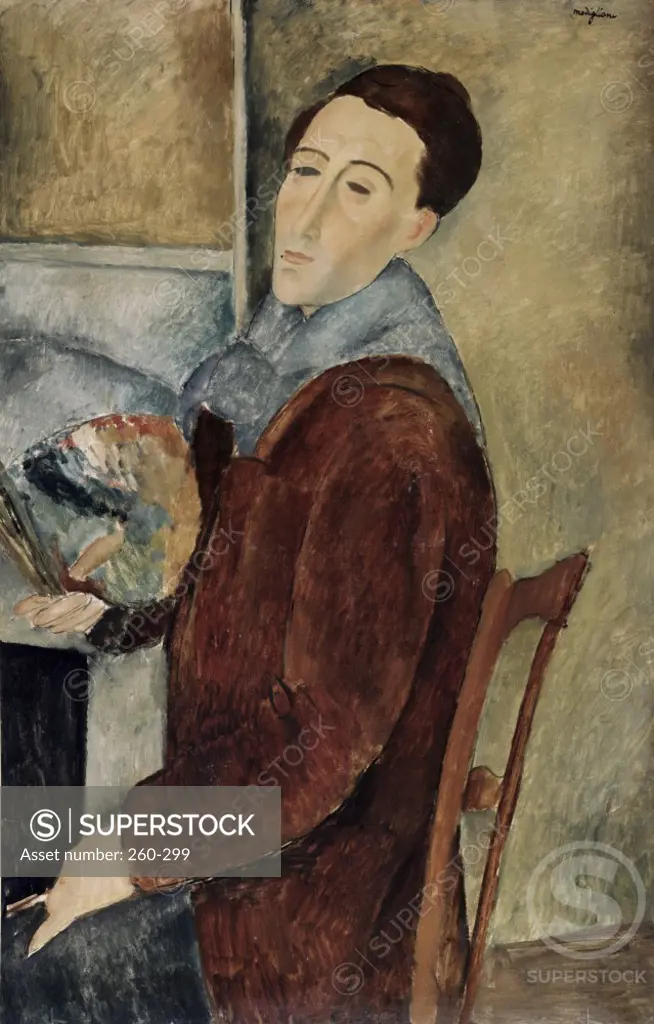 Self-Portrait  1919 Amedeo Modigliani (1884-1920/Italian) Oil on canvas Francisco Matarazzo Sobrinho Collection, Sao Paulo 