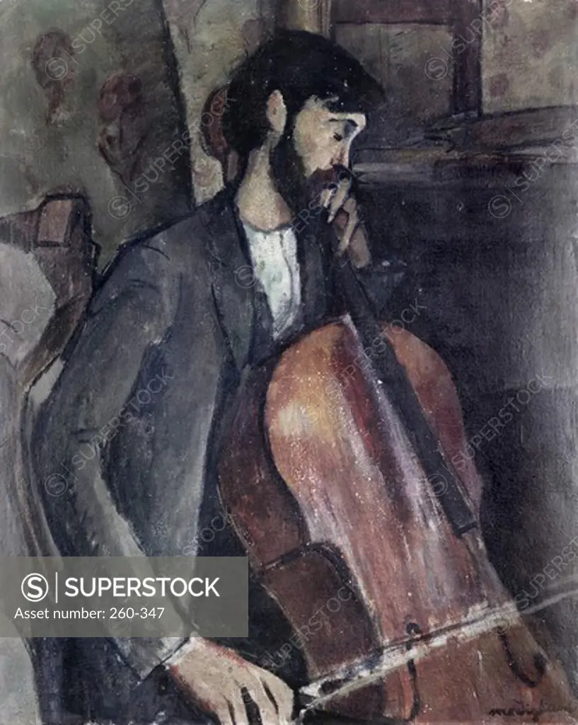 The Cello Player 1909 Amedeo Modigliani (1884-1920 Italian) Oil on canvas 
