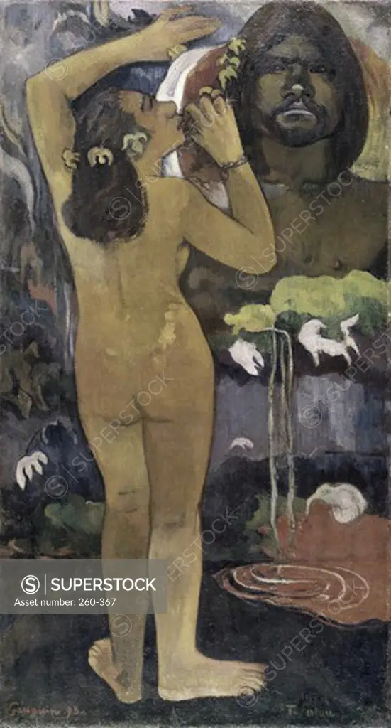 Hina, Moon Goddess & Te Fatu, Earth Spirit 1893 Paul Gauguin (1848-1903 French) Oil on canvas Museum of Modern Art, New York City, USA 