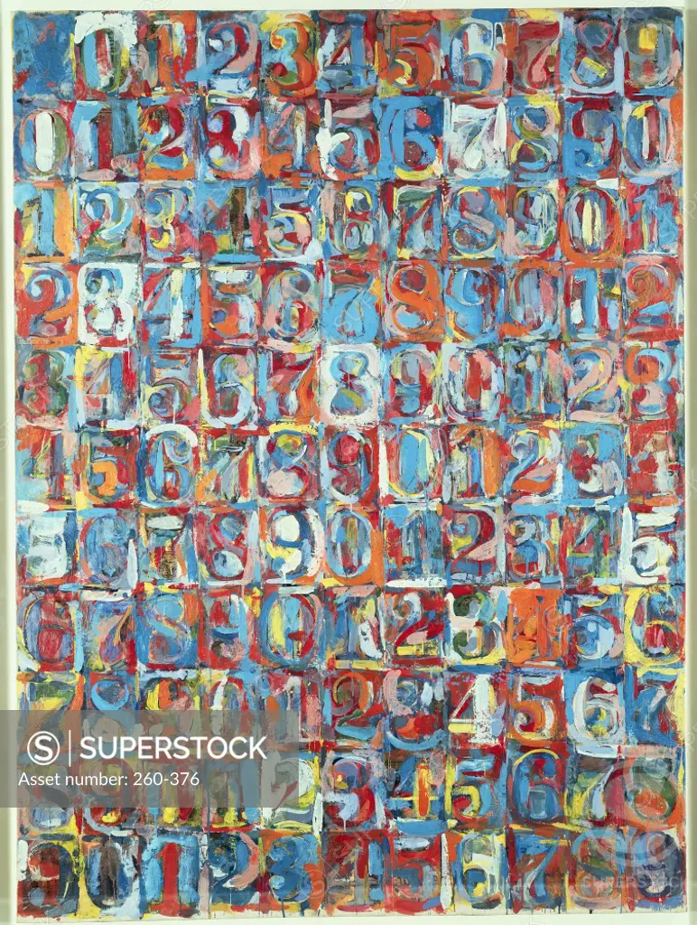 Numbers in Color by Jasper Johns, encaustic collage, born 1930, USA, New York State, Buffalo, Albright Knox Art Gallery