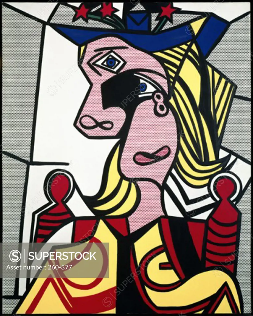 Woman with Flowered Hat by Roy Lichtenstein, magna on canvas, 1963, 1923-1997, Private Collection