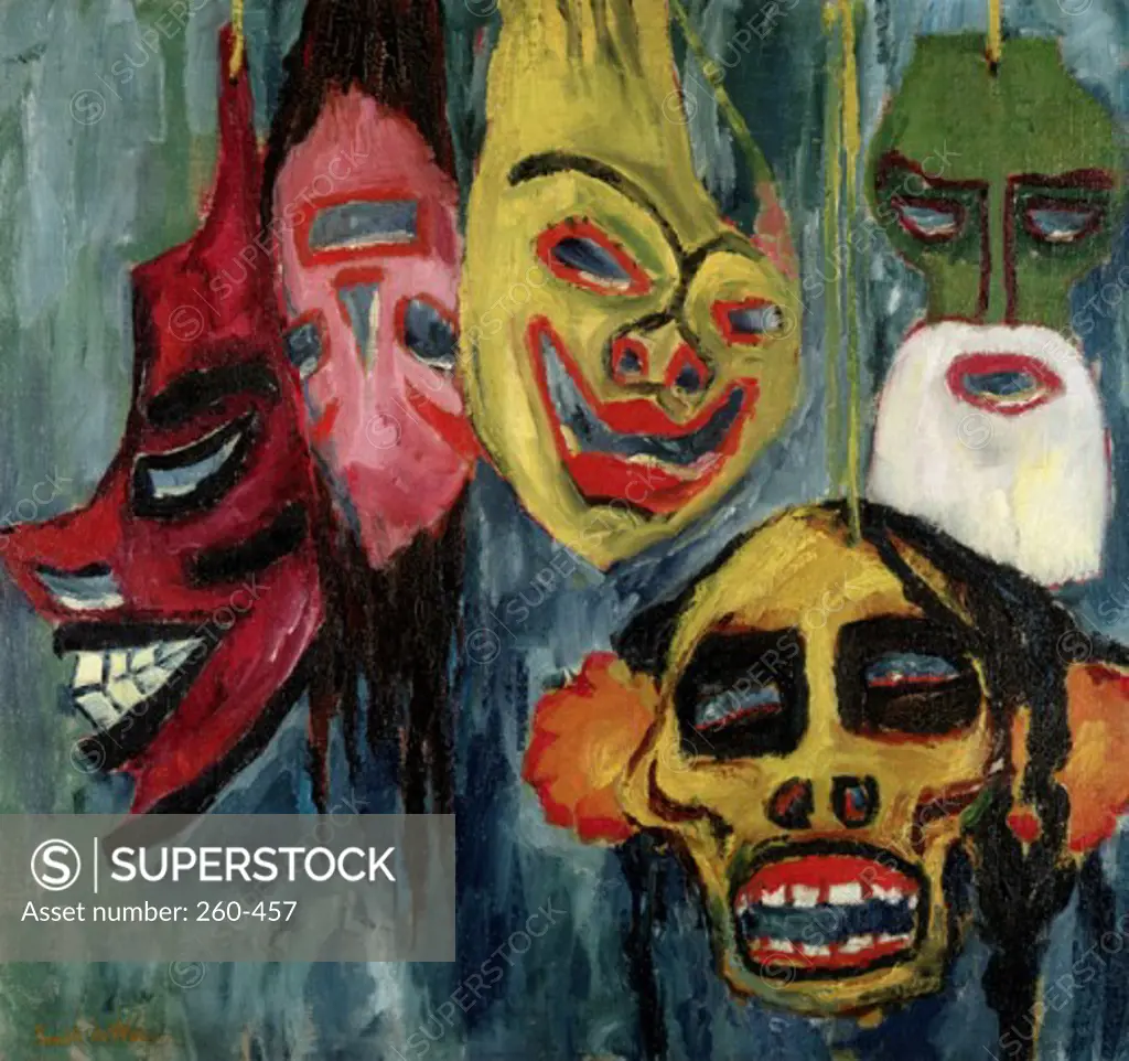 Masks by Emil Nolde, 1867-1956, USA, Illinois, Chicago, Chicago Museum of Contemporary Art